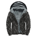 Motorcycle Words Pattern Print Sherpa Lined Zip Up Hoodie