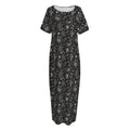 Motorcycle Words Pattern Print Short Sleeve Long Nightdress