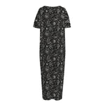 Motorcycle Words Pattern Print Short Sleeve Long Nightdress