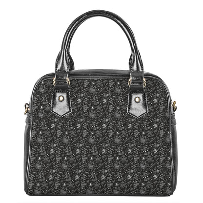 Motorcycle Words Pattern Print Shoulder Handbag