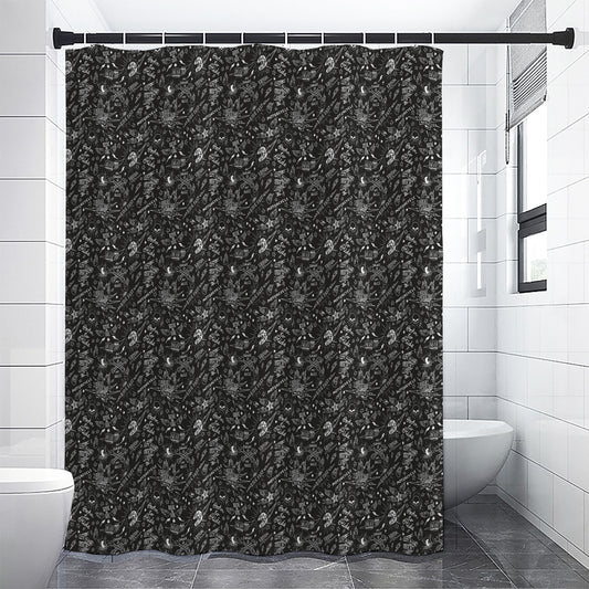 Motorcycle Words Pattern Print Shower Curtain
