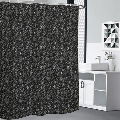 Motorcycle Words Pattern Print Shower Curtain