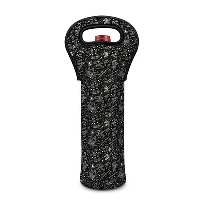 Motorcycle Words Pattern Print Single Neoprene Wine Tote
