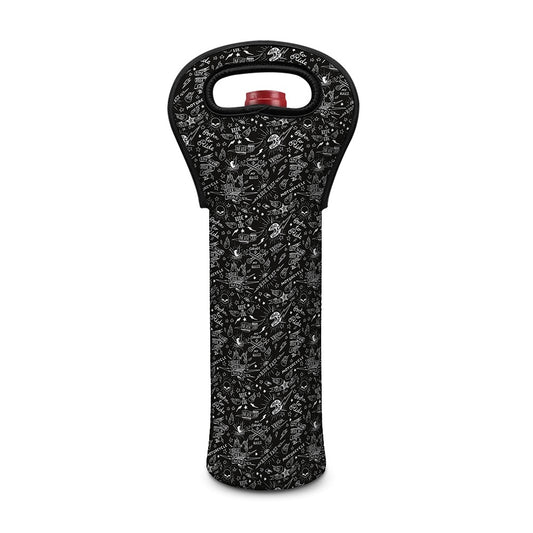 Motorcycle Words Pattern Print Single Neoprene Wine Tote