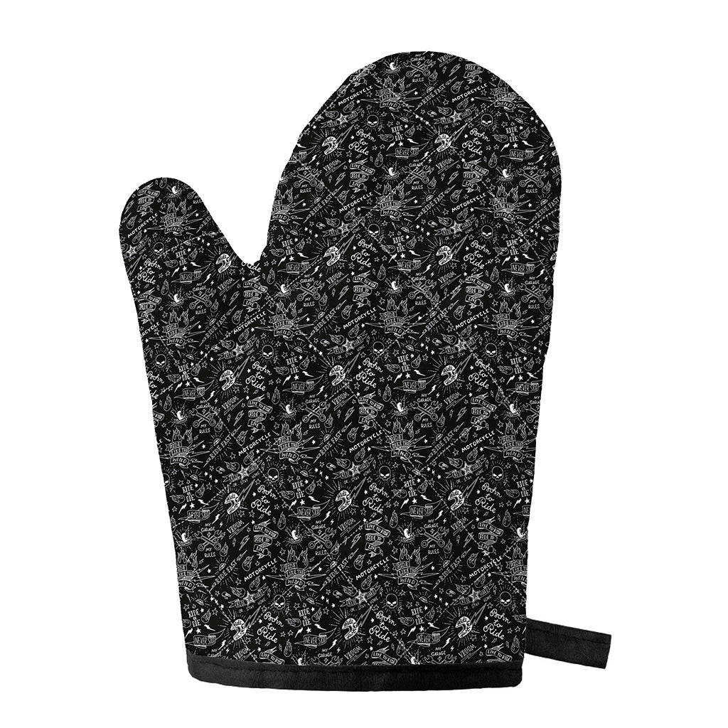 Motorcycle Words Pattern Print Single Oven Mitt