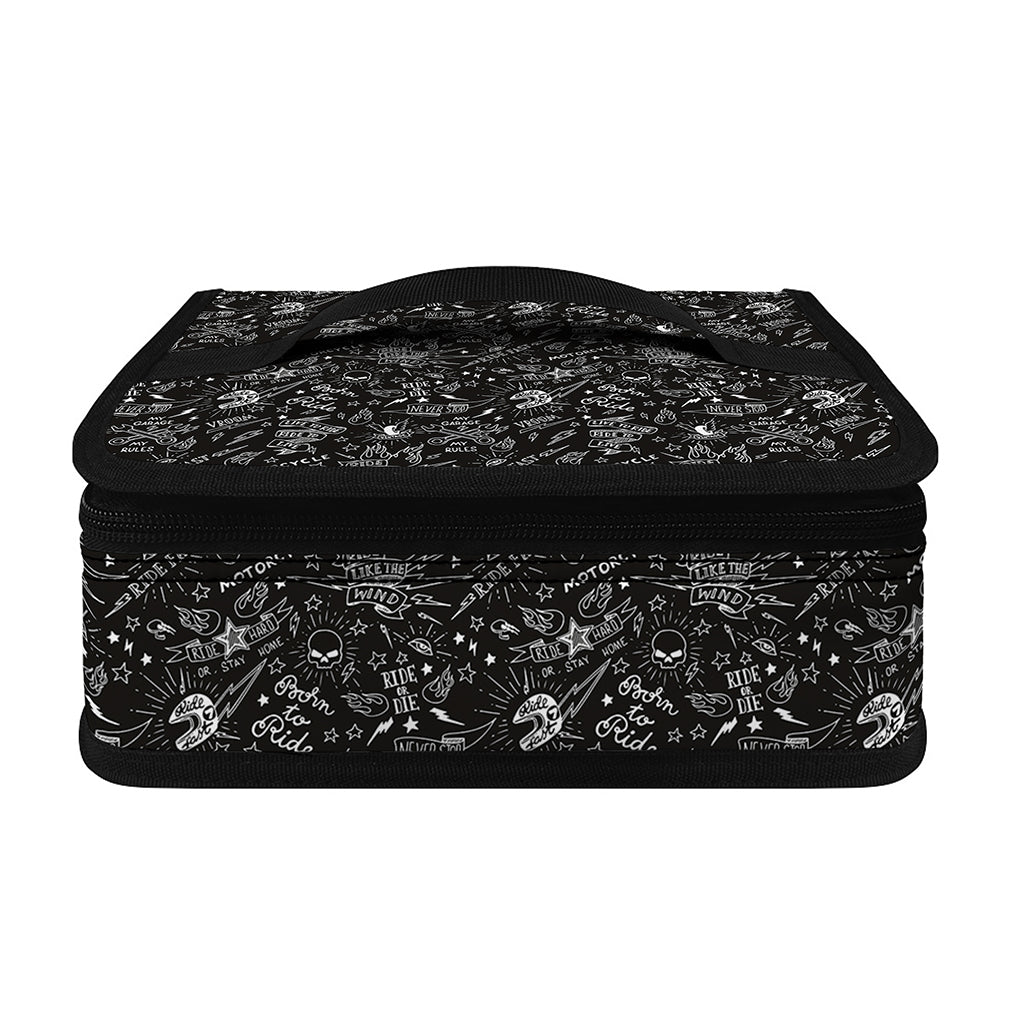 Motorcycle Words Pattern Print Small Lunch Bag