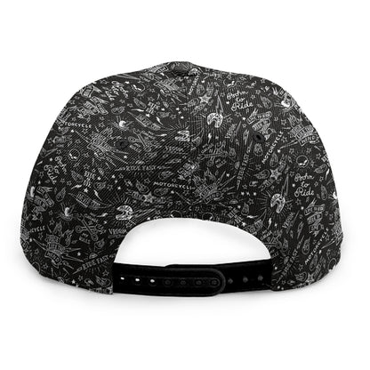 Motorcycle Words Pattern Print Snapback Cap