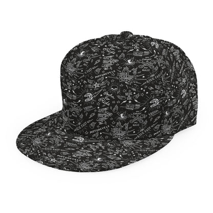 Motorcycle Words Pattern Print Snapback Cap