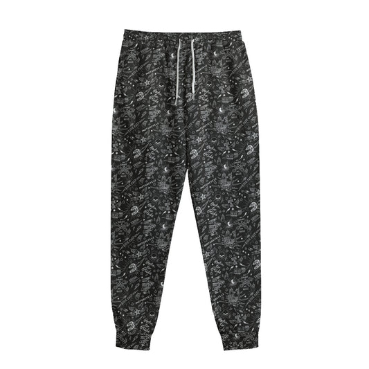 Motorcycle Words Pattern Print Sweatpants