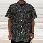 Motorcycle Words Pattern Print Textured Short Sleeve Shirt