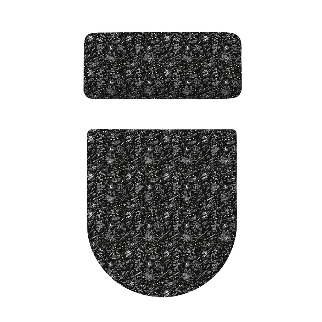 Motorcycle Words Pattern Print Toilet Lid And Tank Cover Set