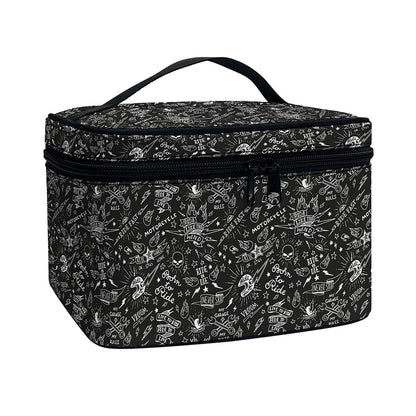 Motorcycle Words Pattern Print Travel Makeup Bag