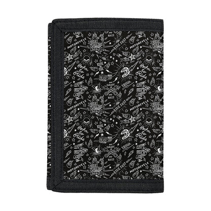 Motorcycle Words Pattern Print Trifold Wallet
