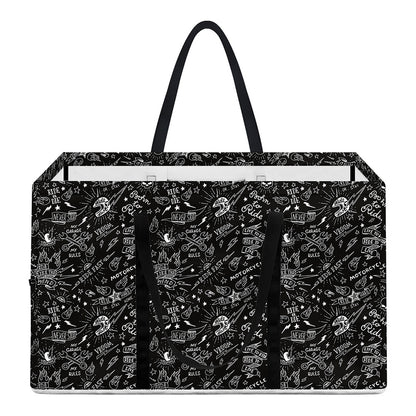Motorcycle Words Pattern Print Utility Tote Bag