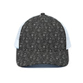Motorcycle Words Pattern Print White Mesh Trucker Hat