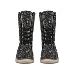 Motorcycle Words Pattern Print Winter Boots