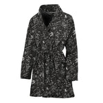 Motorcycle Words Pattern Print Women's Bathrobe