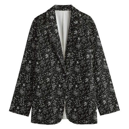 Motorcycle Words Pattern Print Women's Blazer