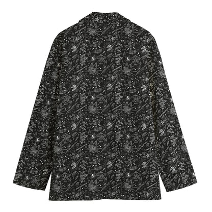 Motorcycle Words Pattern Print Women's Blazer