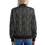 Motorcycle Words Pattern Print Women's Bomber Jacket