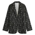 Motorcycle Words Pattern Print Women's Cotton Blazer