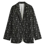 Motorcycle Words Pattern Print Women's Cotton Blazer