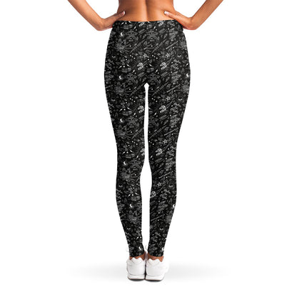 Motorcycle Words Pattern Print Women's Leggings
