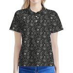 Motorcycle Words Pattern Print Women's Polo Shirt
