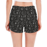 Motorcycle Words Pattern Print Women's Split Running Shorts