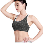 Motorcycle Words Pattern Print Women's Sports Bra