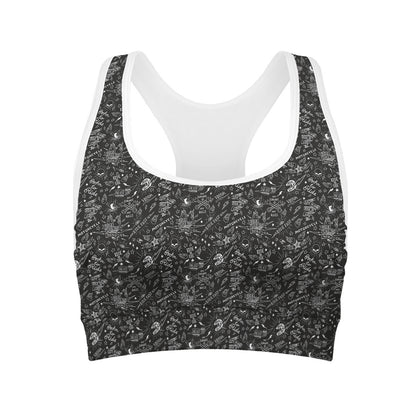 Motorcycle Words Pattern Print Women's Sports Bra