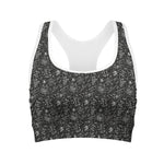 Motorcycle Words Pattern Print Women's Sports Bra