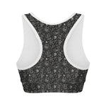 Motorcycle Words Pattern Print Women's Sports Bra