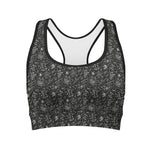 Motorcycle Words Pattern Print Women's Sports Bra