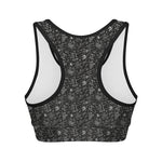 Motorcycle Words Pattern Print Women's Sports Bra