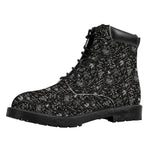 Motorcycle Words Pattern Print Work Boots