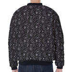 Motorcycle Words Pattern Print Zip Sleeve Bomber Jacket