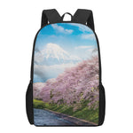 Mount Fuji And Cherry Blossom Print 17 Inch Backpack