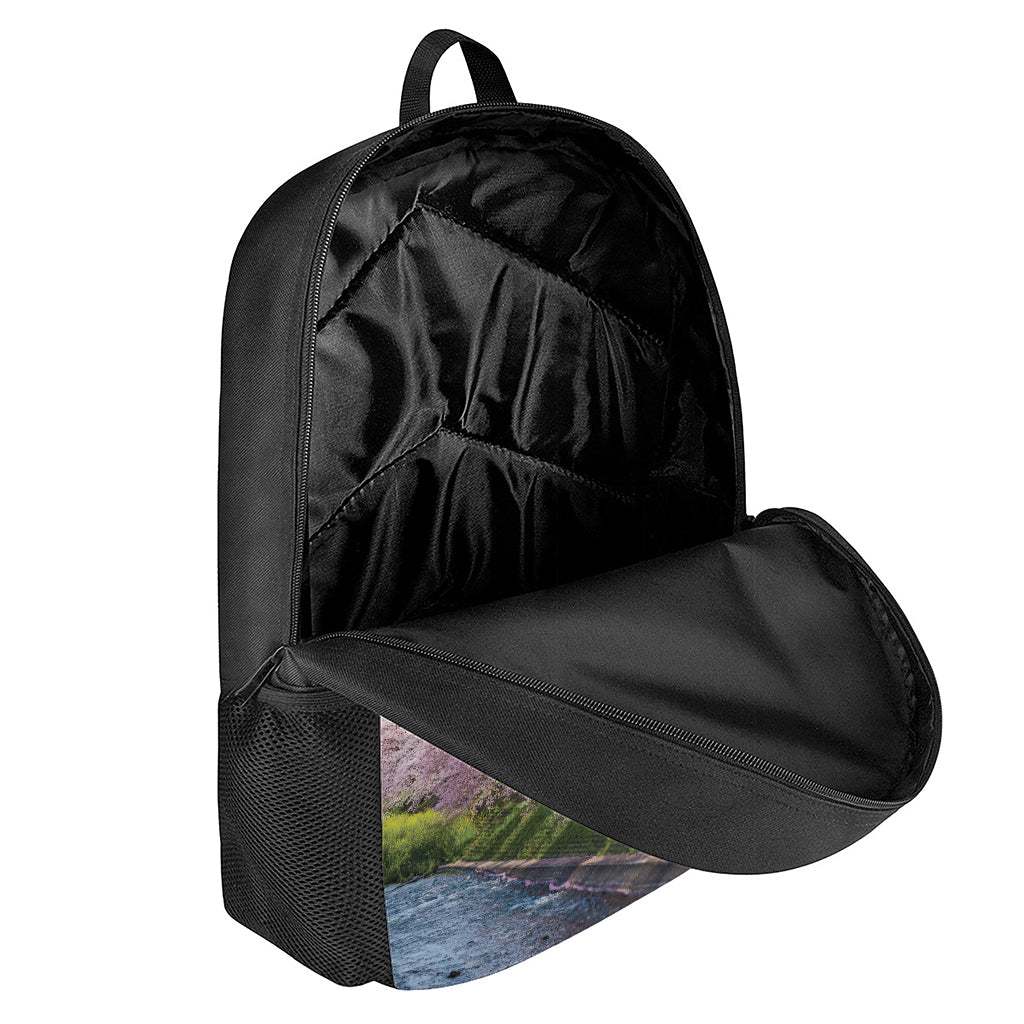Mount Fuji And Cherry Blossom Print 17 Inch Backpack