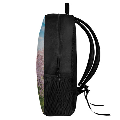 Mount Fuji And Cherry Blossom Print 17 Inch Backpack