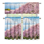 Mount Fuji And Cherry Blossom Print 3 Piece Kitchen Curtains