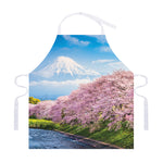 Mount Fuji And Cherry Blossom Print Adjustable Apron