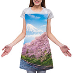 Mount Fuji And Cherry Blossom Print Adjustable Apron