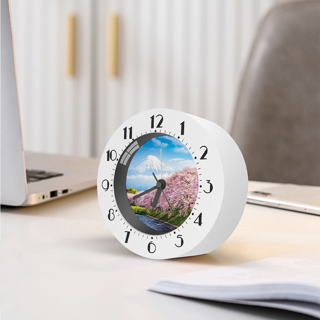 Mount Fuji And Cherry Blossom Print Alarm Clock