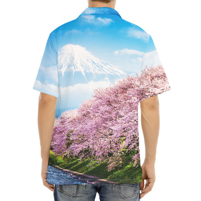 Mount Fuji And Cherry Blossom Print Aloha Shirt