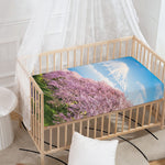 Mount Fuji And Cherry Blossom Print Baby Crib Sheet