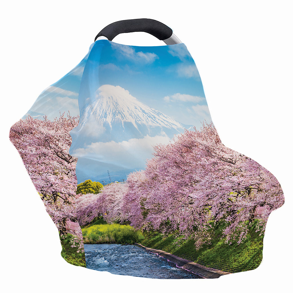 Mount Fuji And Cherry Blossom Print Baby Seat Cover