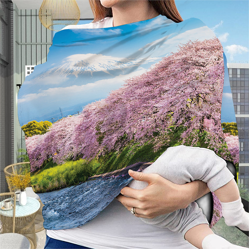 Mount Fuji And Cherry Blossom Print Baby Seat Cover