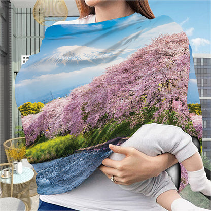 Mount Fuji And Cherry Blossom Print Baby Seat Cover