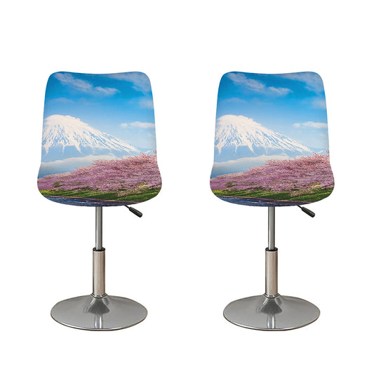 Mount Fuji And Cherry Blossom Print Bar Stool Covers